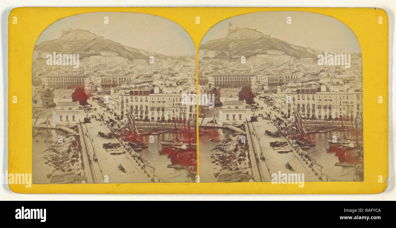 Vue de Naples. Italie, Italian, about 1865, Albumen silver print. Reimagined by Gibon. Classic art with a modern reimagined Stock Photo