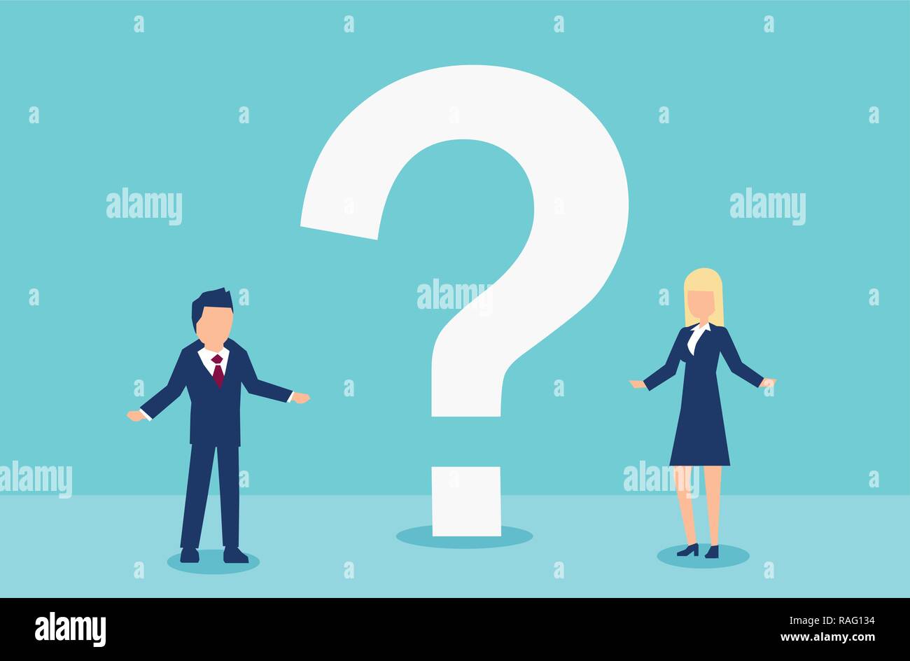 Vector of a man and woman having troubled communication and questions to each other Stock Vector