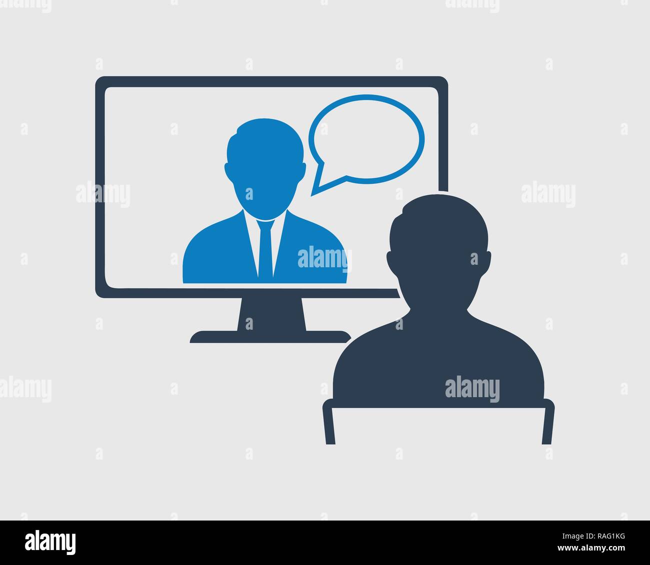 On line learning icon on gray background Stock Vector