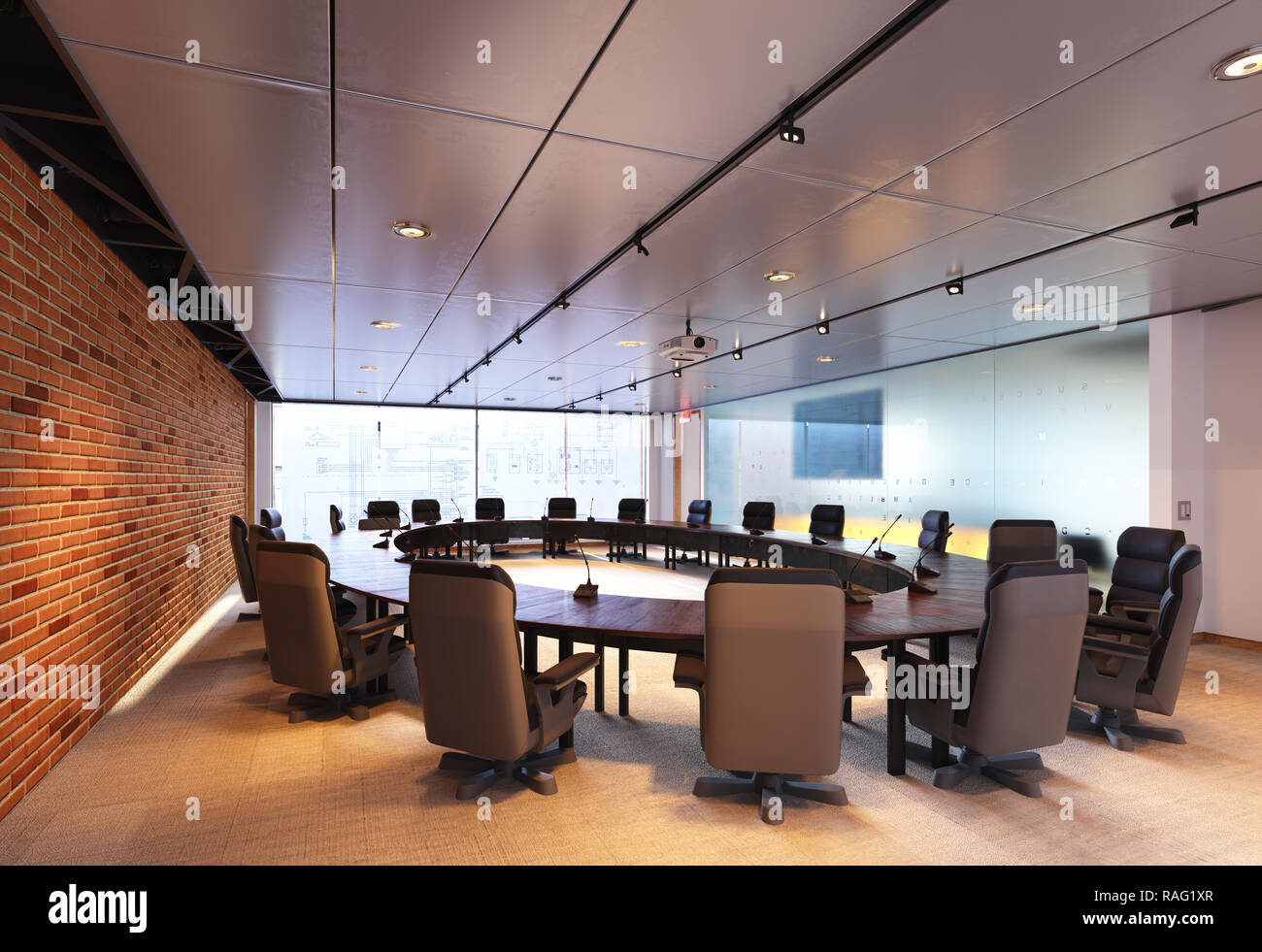 Modern Meeting Room Design Concept 3d Rendering Stock Photo