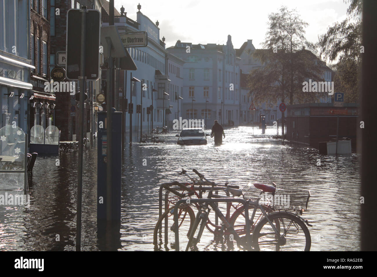 Hochwasser in Lübeck 2.1.19 Stock Photo
