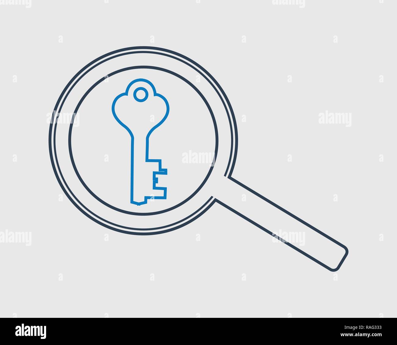 Search keyword, line icon on gray background. Stock Vector
