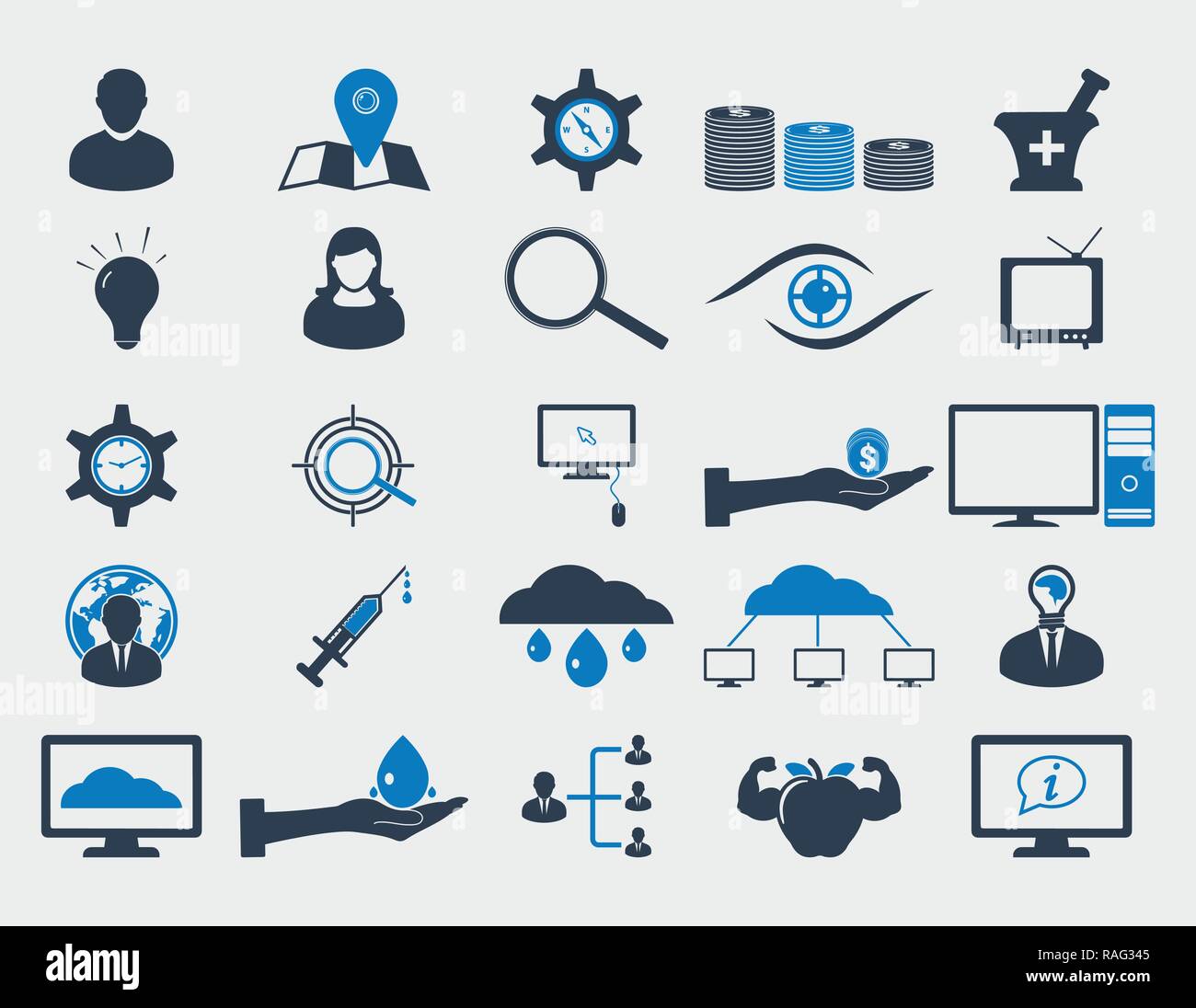 Business icon set. Flat style vector EPS Stock Vector