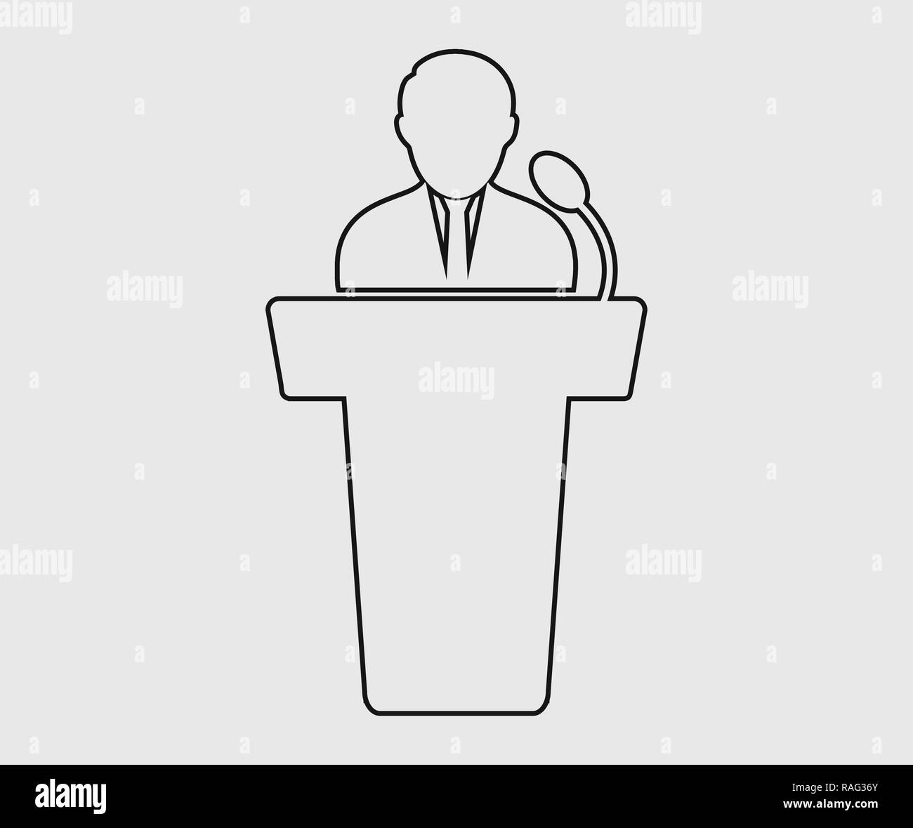 Speaker line icon on gray background. Stock Vector