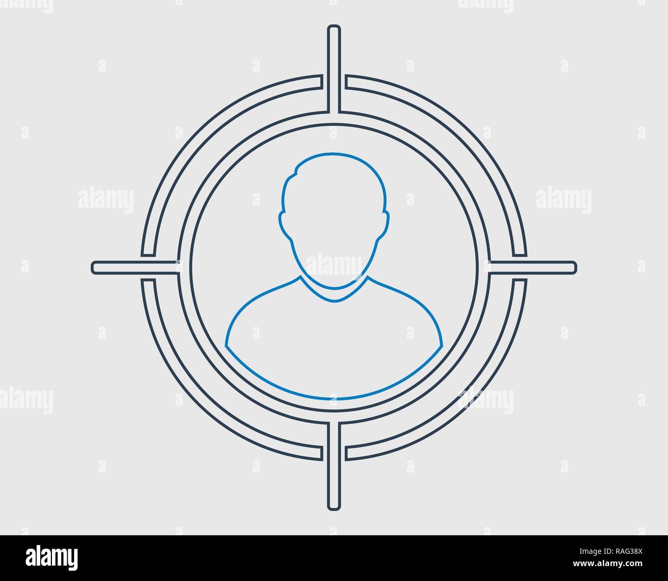 Target audience line icon on gray background. Stock Vector