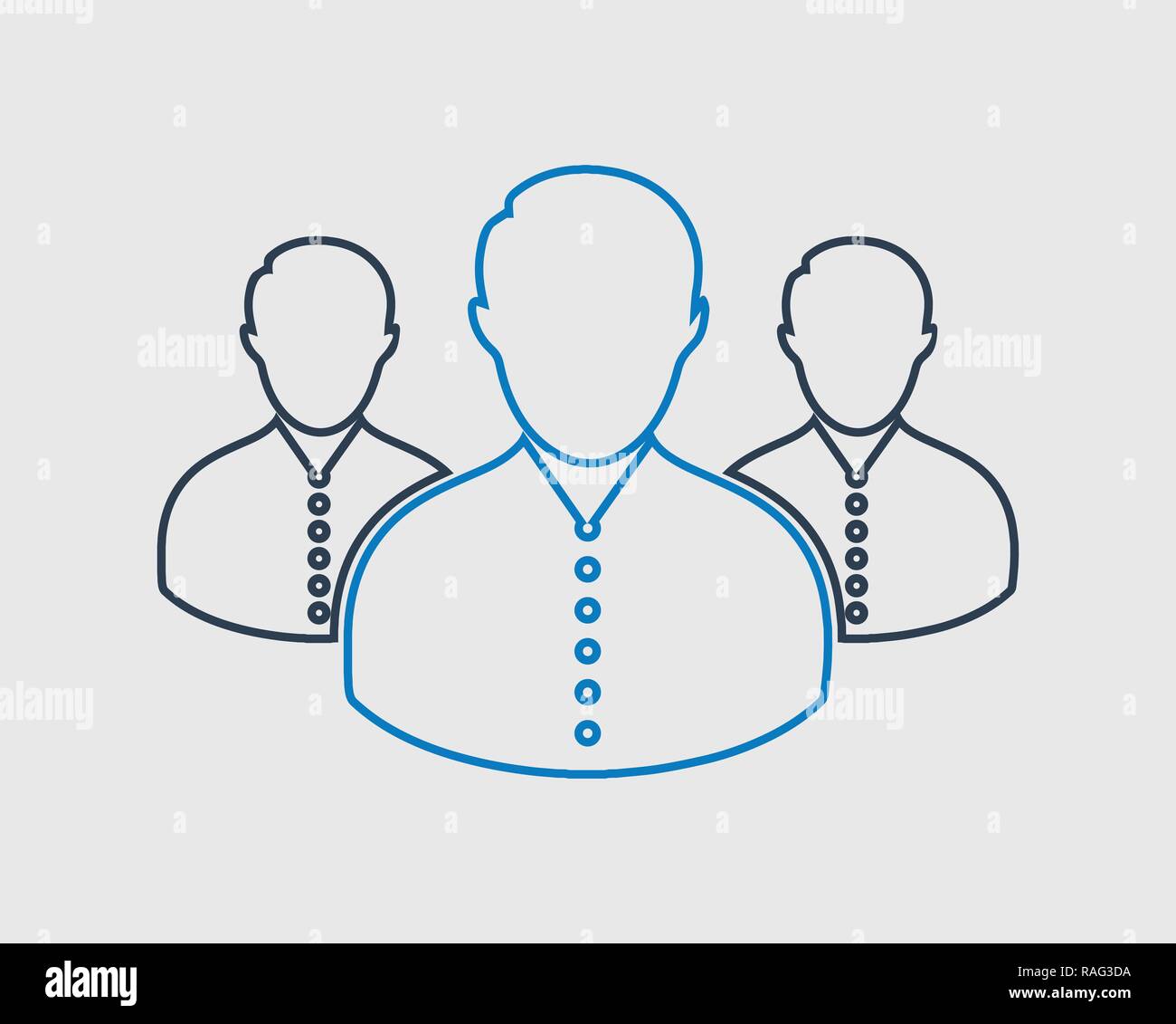 Teamwork line Icon on gay background. Stock Vector