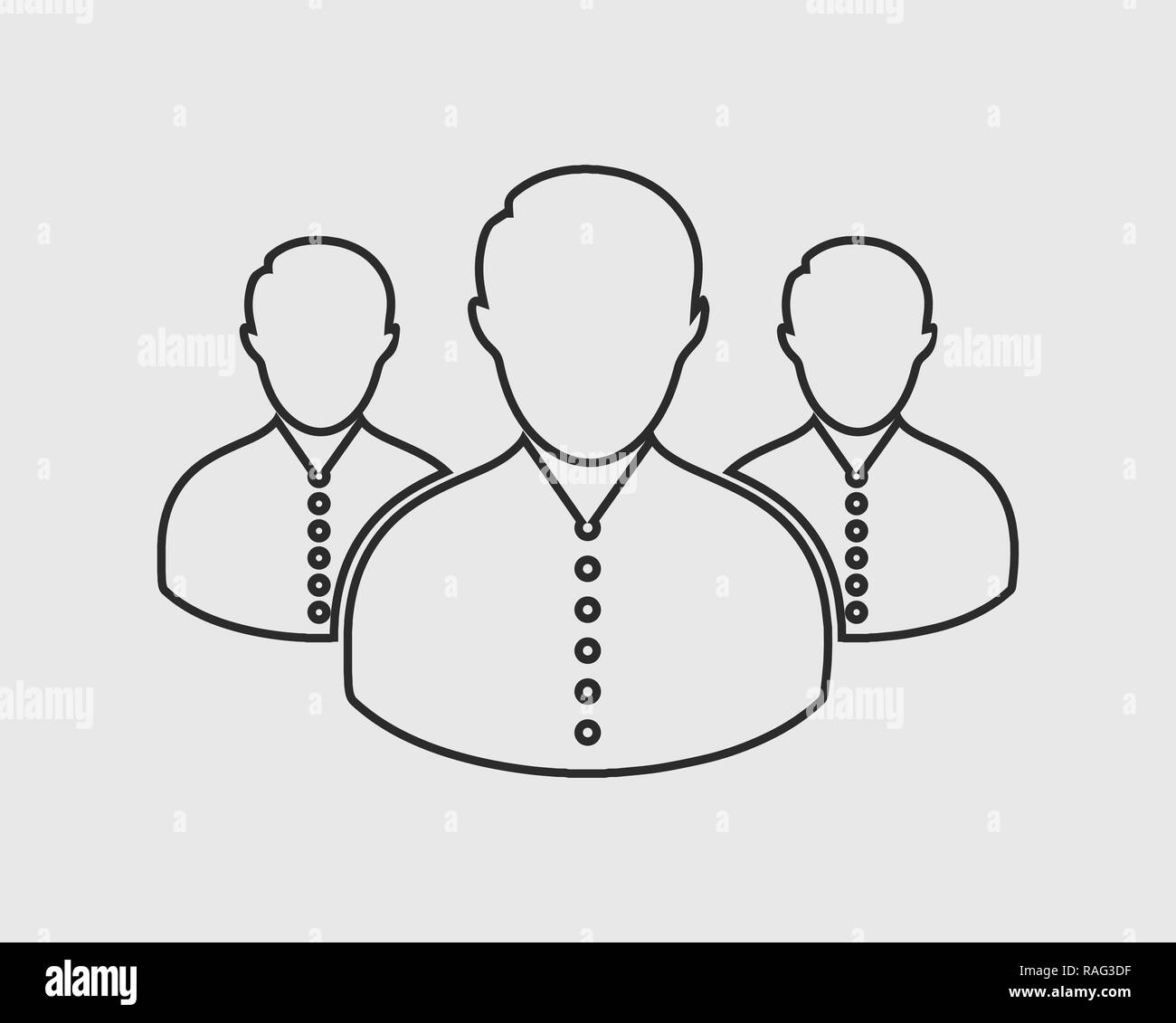 Teamwork line Icon on gay background. Stock Vector