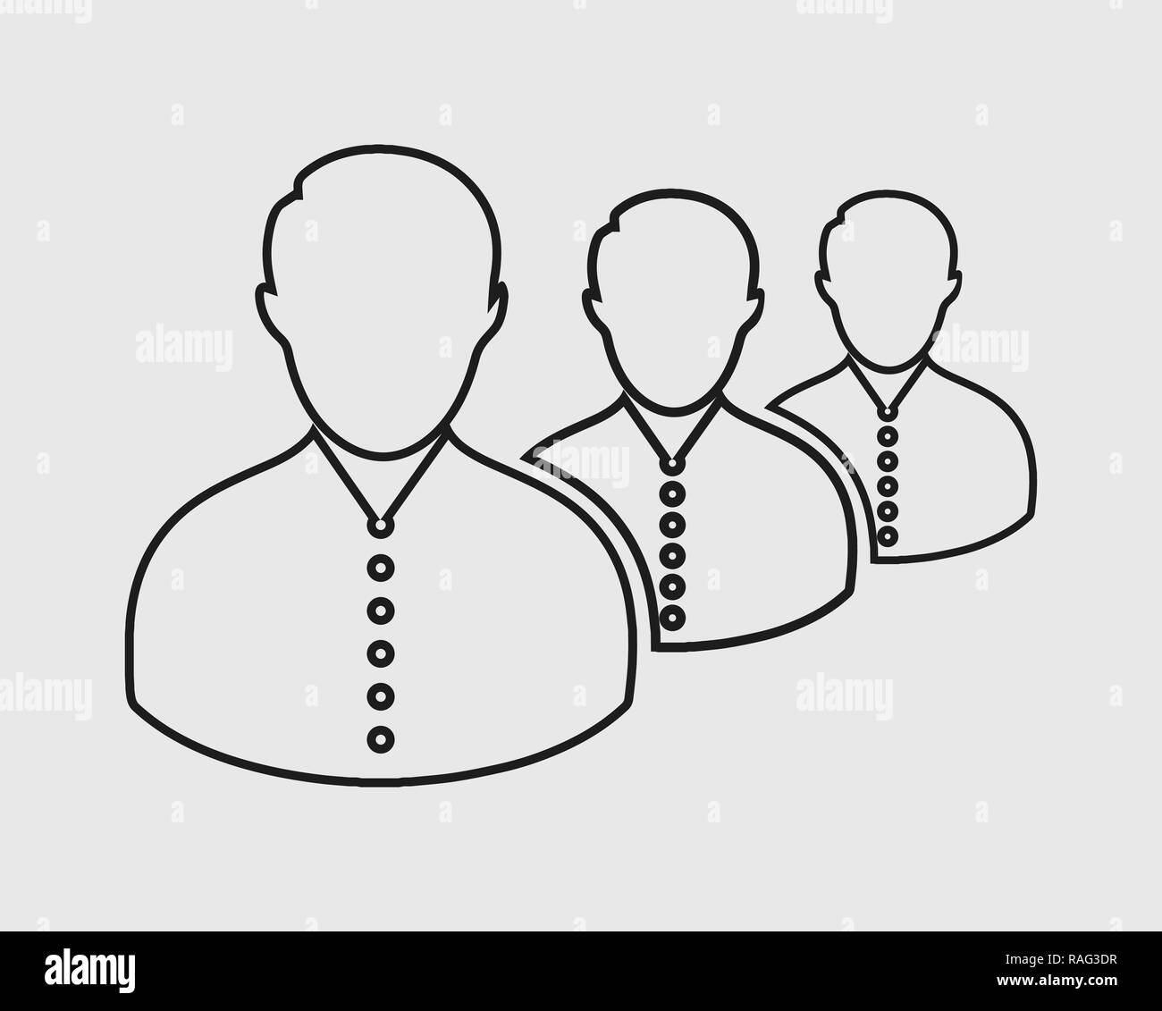 Teamwork line Icon on gay background. Stock Vector