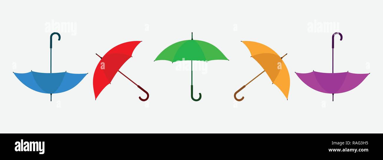 Set of Colorful umbrella illustration. Flat style vector EPS Stock ...