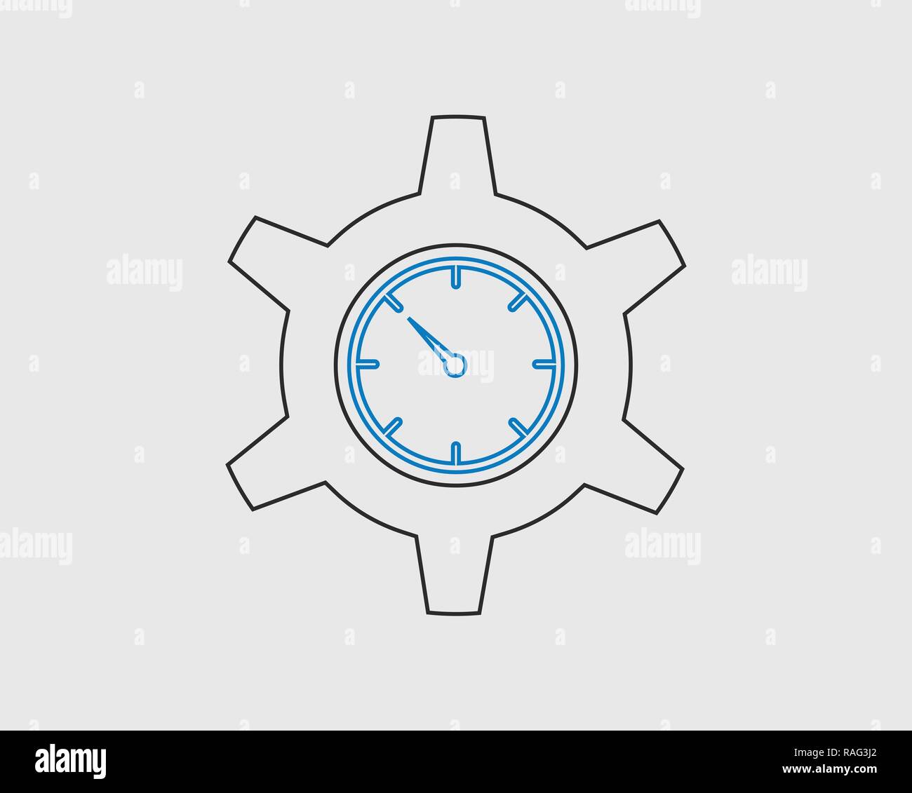 Clock line Icon on gray Background with gear symbol Stock Vector
