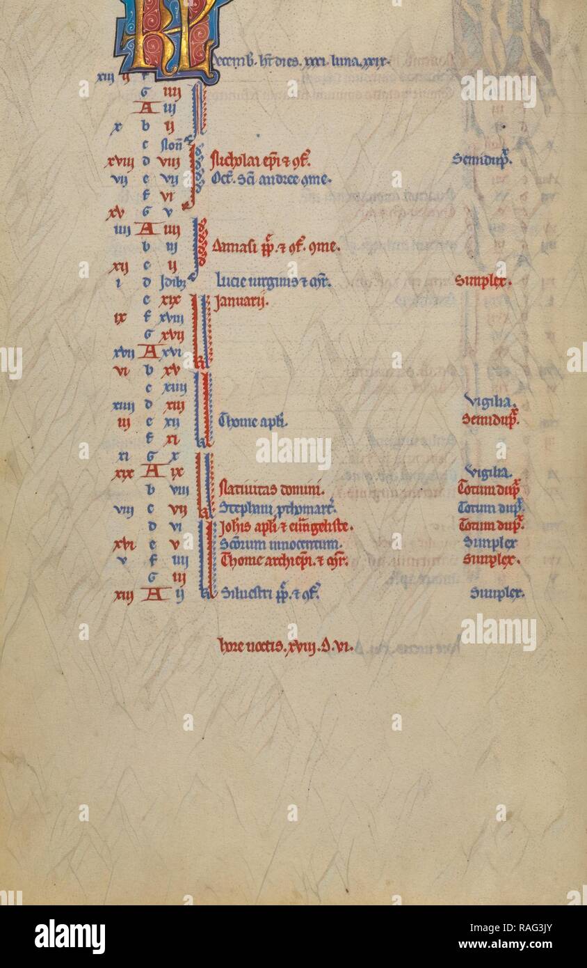 Calendar Page, Lyon, France, begun after 1234 completed before 1262
