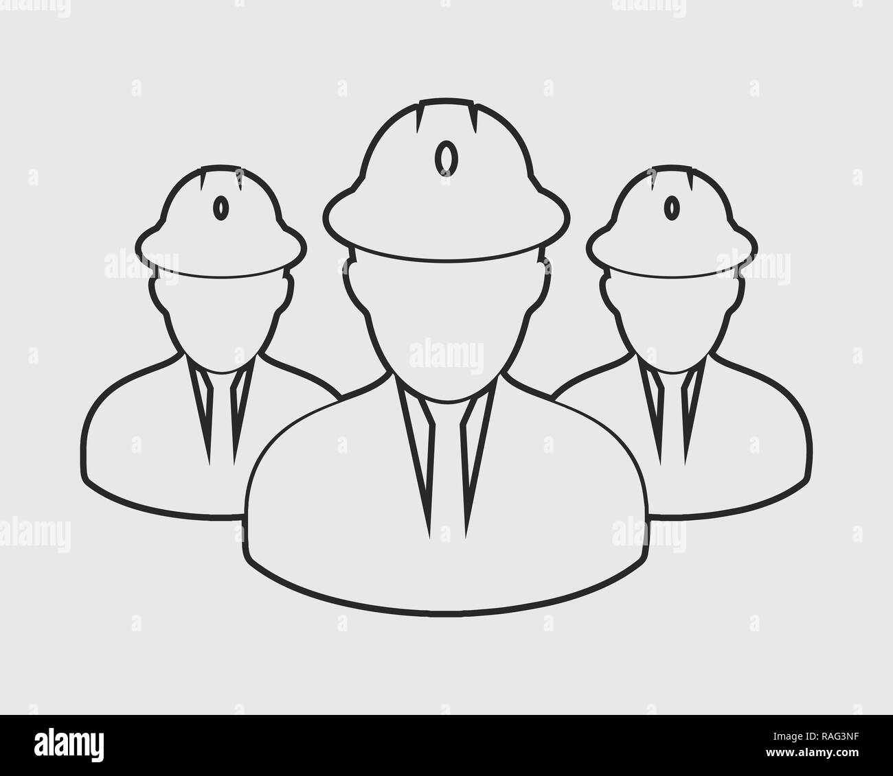 Engineer Team line Icon on gray background Stock Vector
