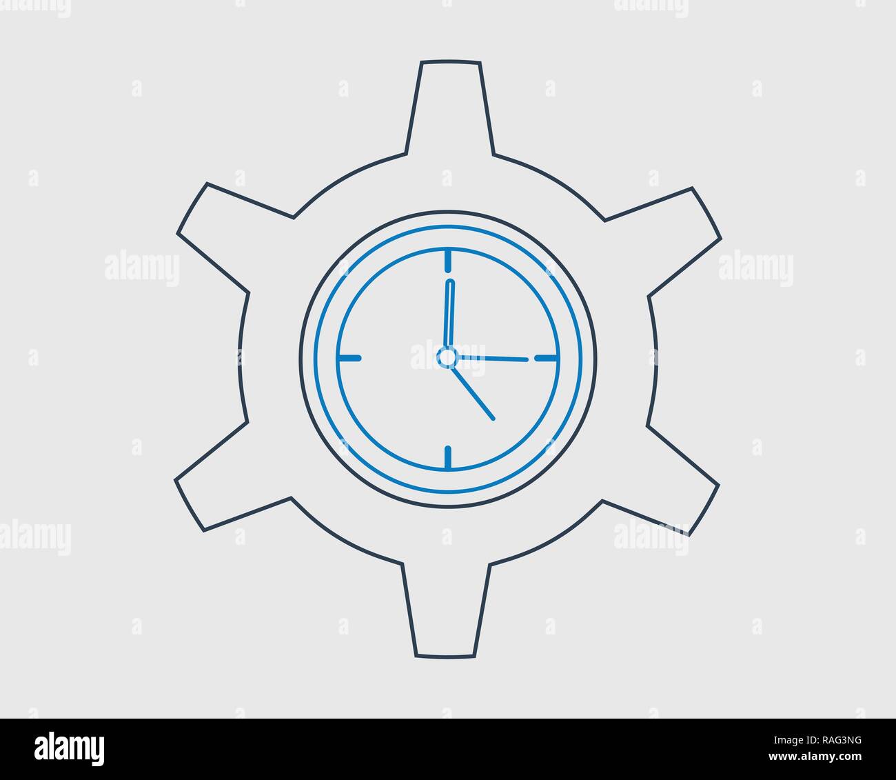 Clock line Icon on gray Background with gear symbol Stock Vector