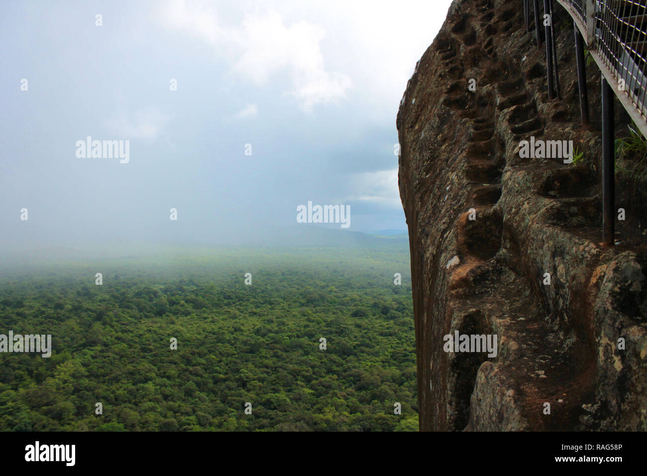 Original Stufen Sigiriya Felsen Sri Lanka Stock Photo