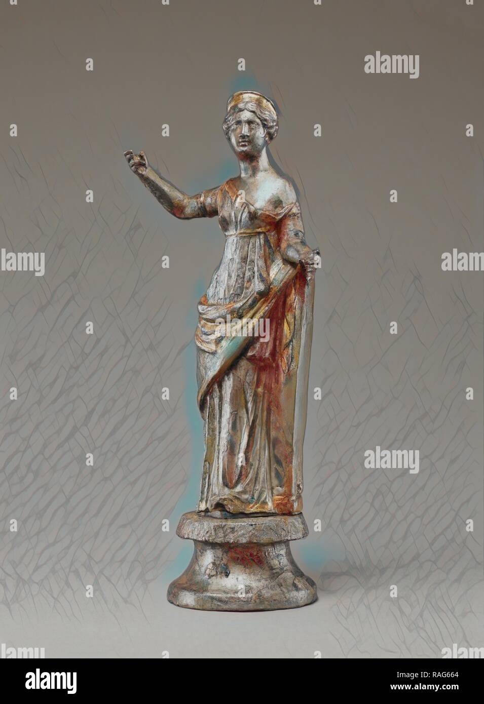 Statuette of Venus, 100 - 250, Silver, 19.2 × 8.5 × 5.4 cm (7 9,16 × 3 3,8 × 2 1,8 in.). Reimagined by Gibon. Classic reimagined Stock Photo