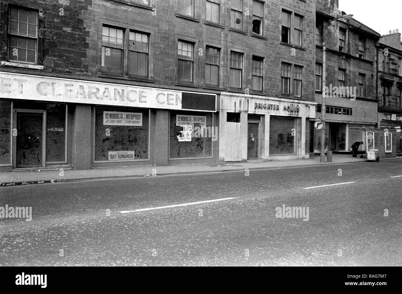 Shops and Tenements on Glasgow Road, Clydebank awaiting demolition to