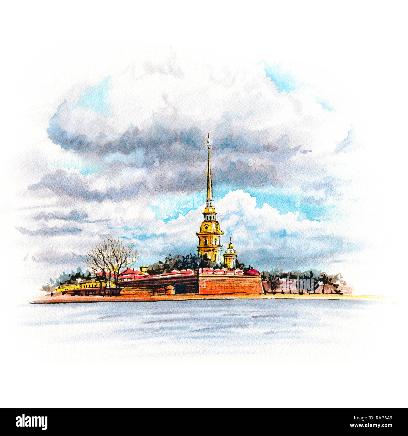 Watercolor Saint Petersburg, Russia Stock Photo - Alamy