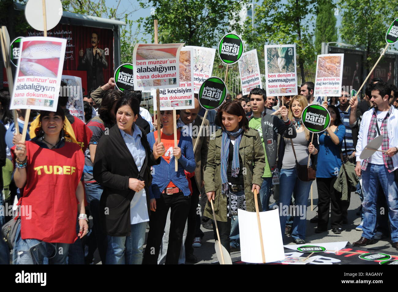 APRIL 25,2010 ISTANBULTURKEY.The protesters struggle against hydro power plants. Stock Photo