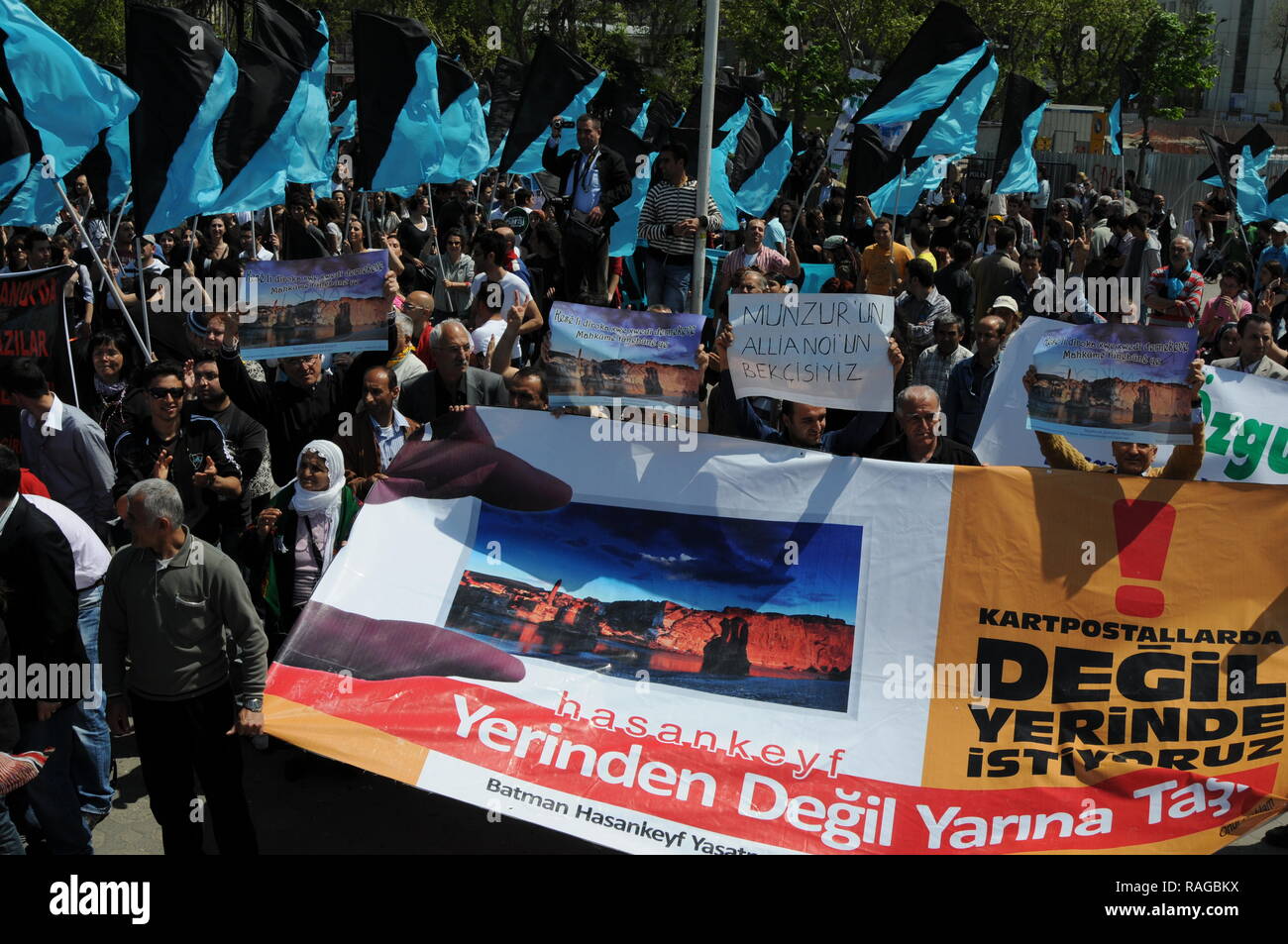 APRIL 25,2010 ISTANBULTURKEY.The protesters struggle against hydro power plants. Stock Photo