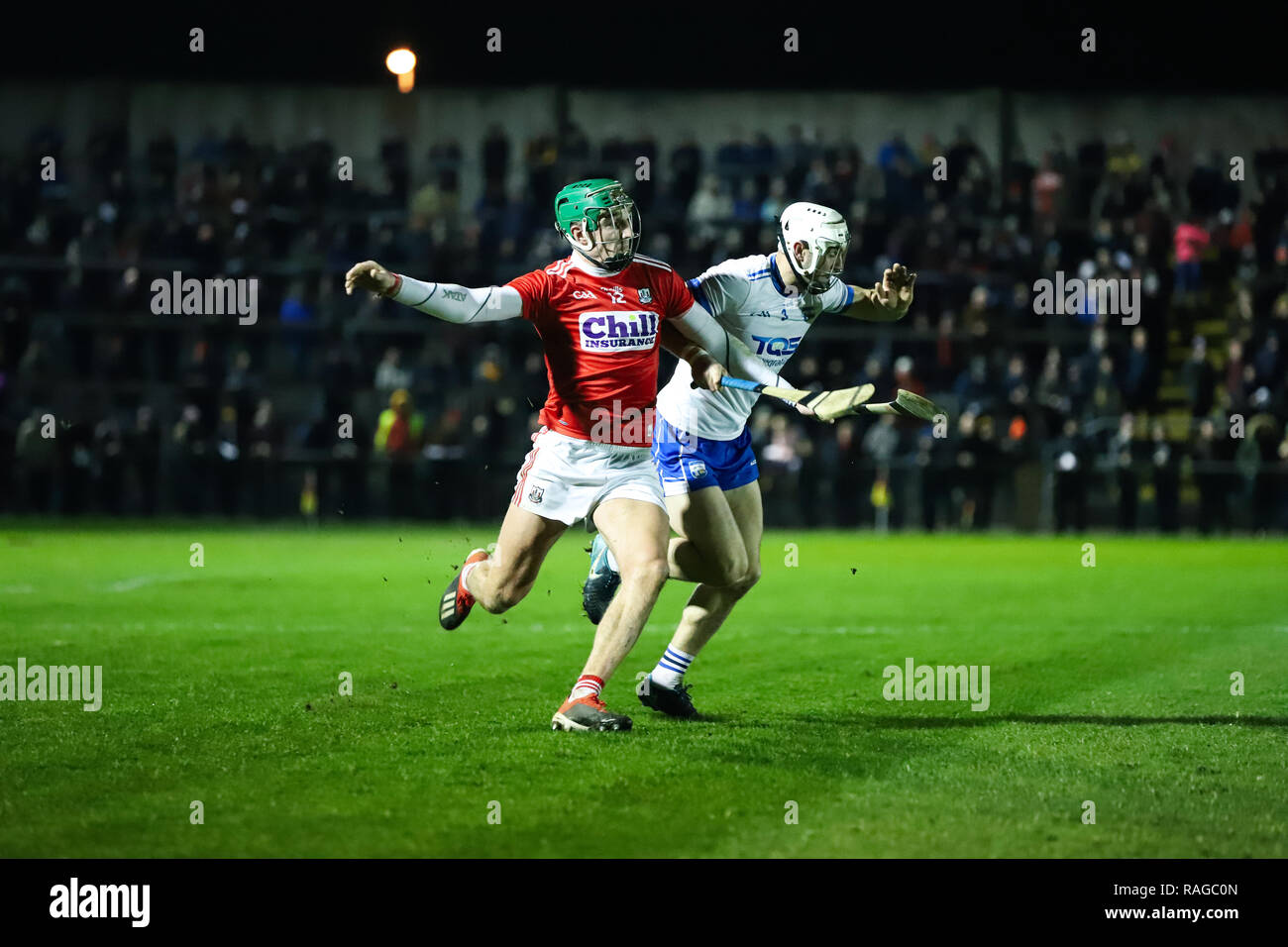 Co-Op Superstores Munster Hurling League 2019 match between Cork and Waterford at Mallow GAA Sports Complex. Stock Photo