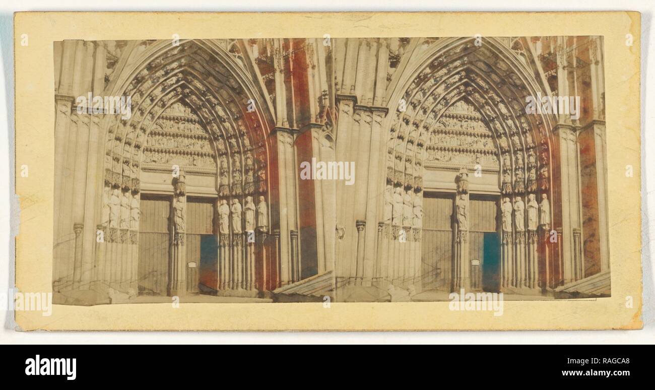 Bords du Rhin. Portail de la Cathedrale de Cologne, French, about 1865, Albumen silver print. Reimagined Stock Photo