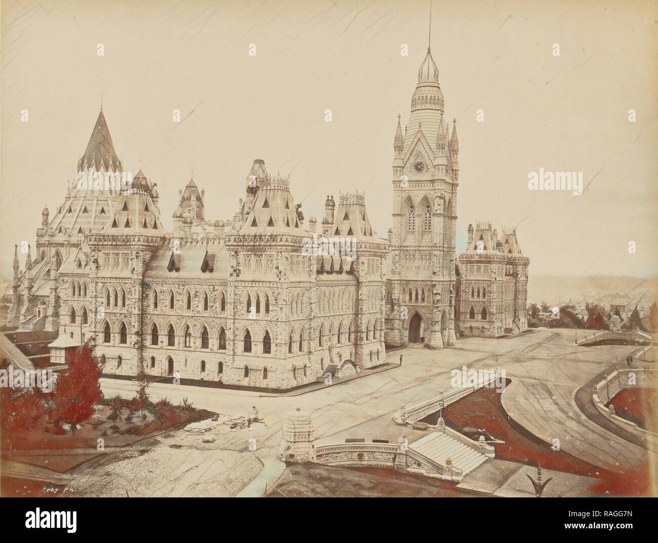 Ottawa, Palais du parlement, batiment principal, Ottawa, Canada, 1860s - 1880s, Albumen silver print. Reimagined Stock Photo