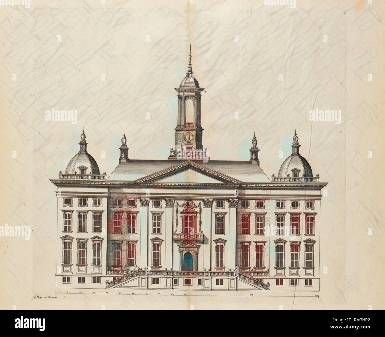 Design for a large home, Afbeeldsels der voornaamste gebouwen uit alle die Philips Vingboons geordineert heeft reimagined Stock Photo