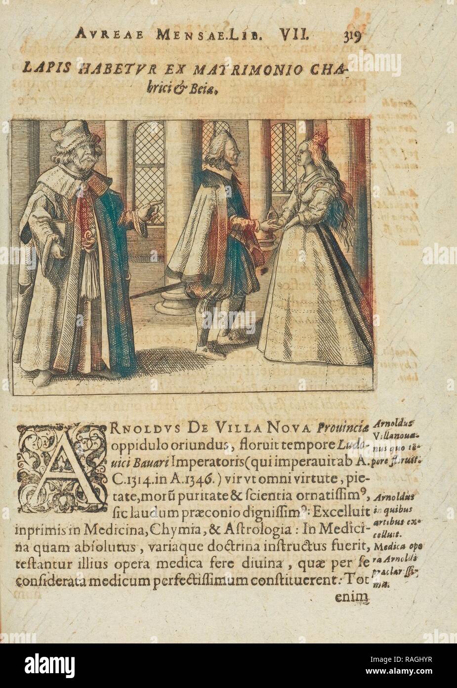 Lapis habetur ex matrimonio Chabrici and Beiae (with text), Symbola avreae mensae dvodecim nationvm, hoc est, Hermaea reimagined Stock Photo