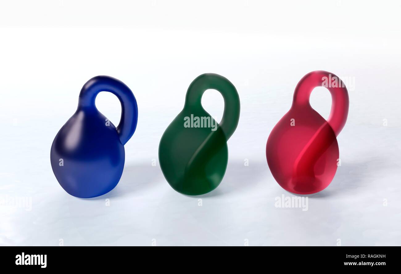 Three visual representations of a Klein bottle. A Klein bottle is a two
