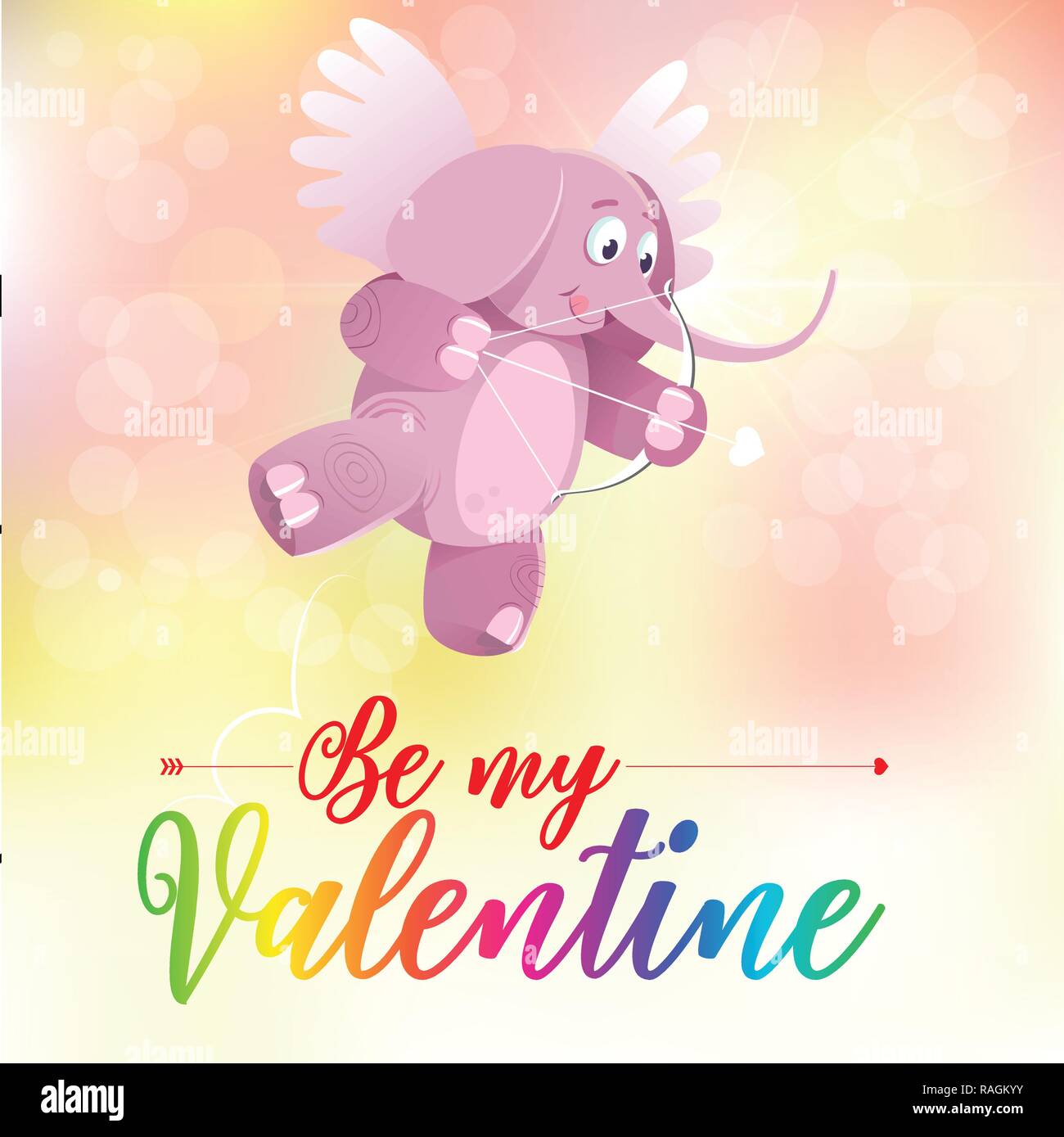Love greetings from Cupid for St. Valentine's day. Flat design colored illustration. Stock Vector