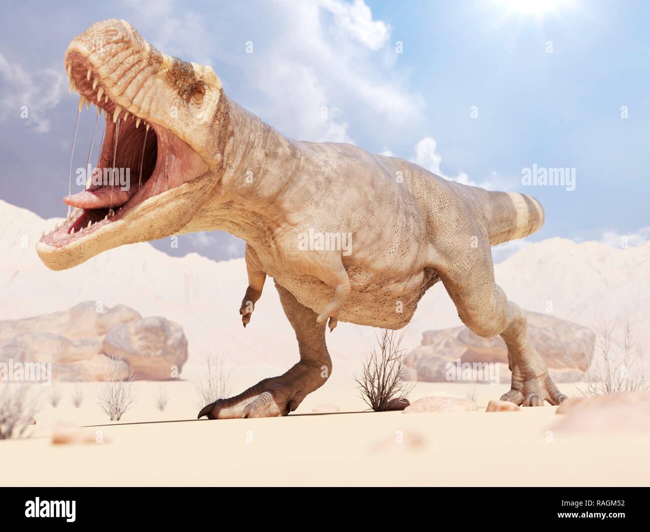 Illustration of a Trex in the desert Stock Photo Alamy