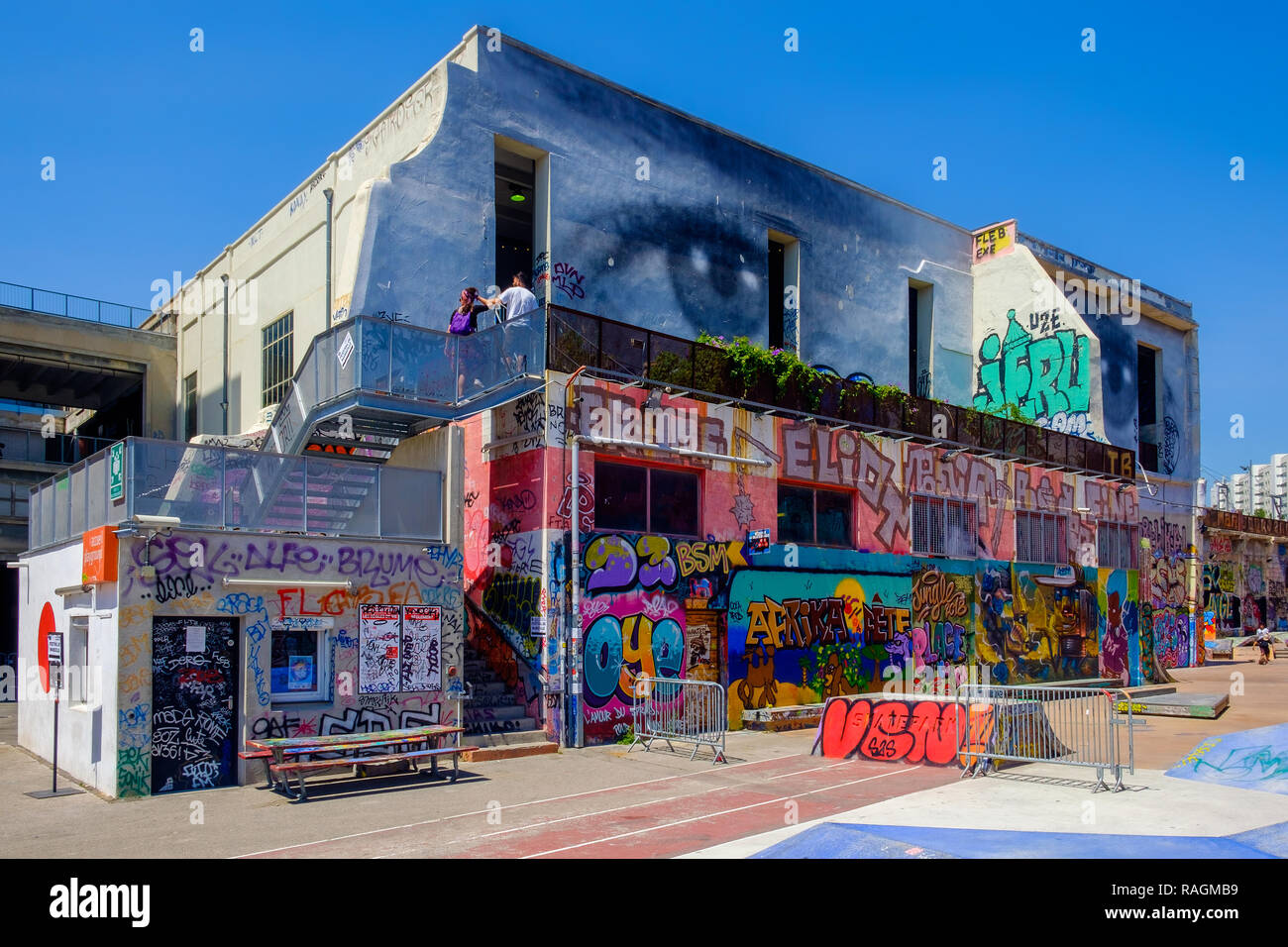 La Friche La Belle De Mai A Heavy Graffiti Cultural Site Including T V And Cinema Set In A Gentrifying Old District Of Marseilles Stock Photo Alamy