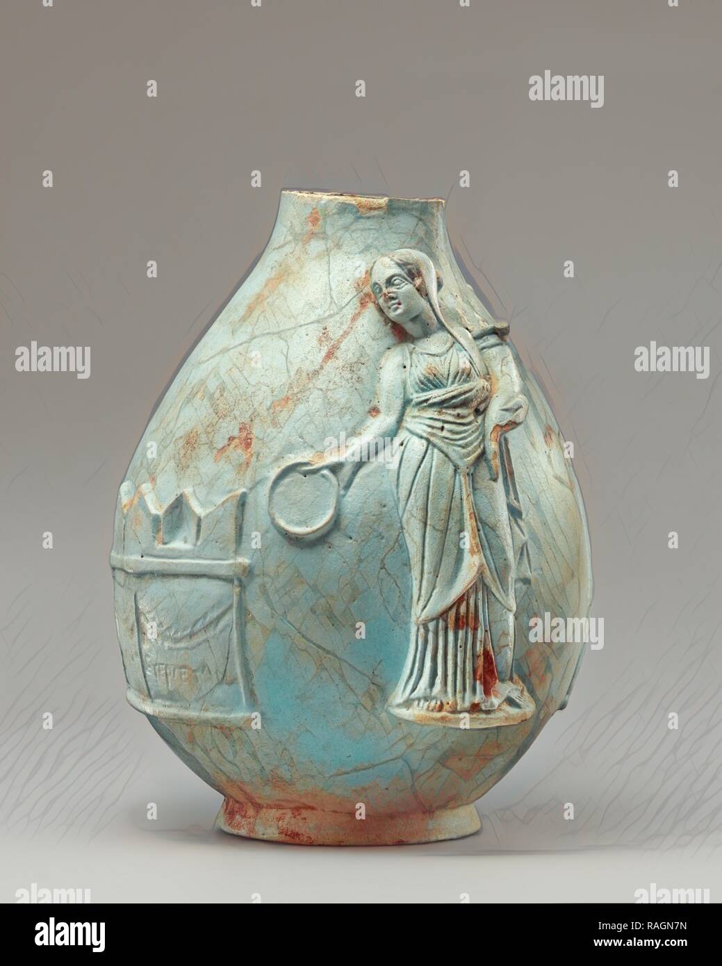 Queen's Vase with Berenike II, Egypt, 243 - 222 B.C, Faience, 22.2 × 14 cm (8 3,4 × 5 1,2 in.). Reimagined Stock Photo
