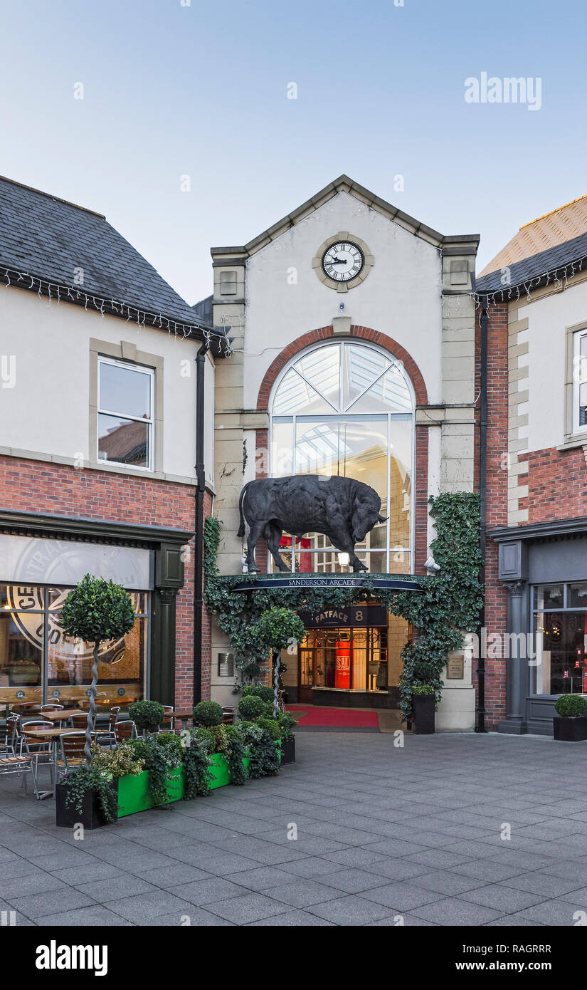 Entrance to Sanderson Arcade shoping centre at Morpeth, Northumberland
