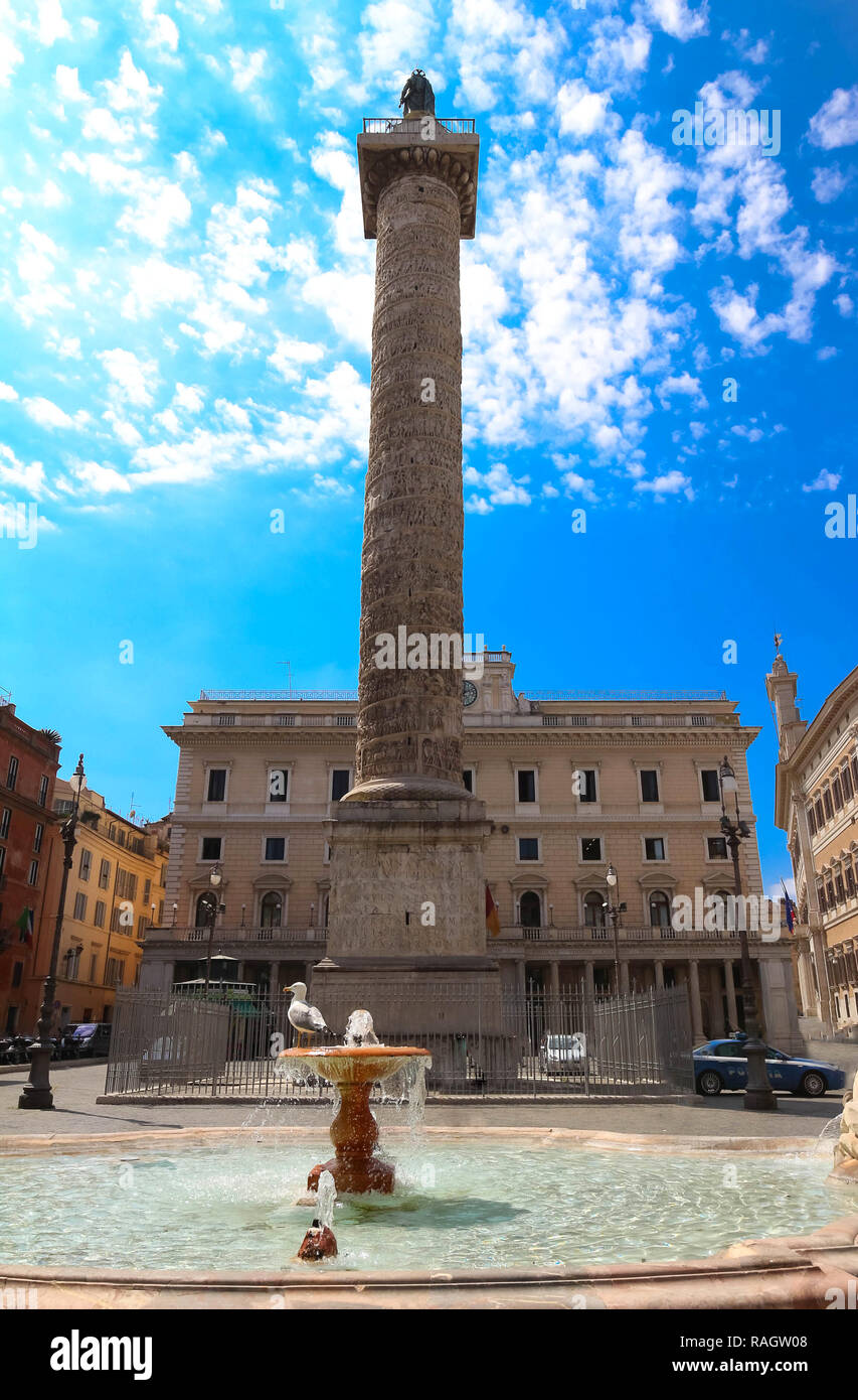 The famous marble Column of Marcus Aurelius ,Rome, Italy Stock Photo ...