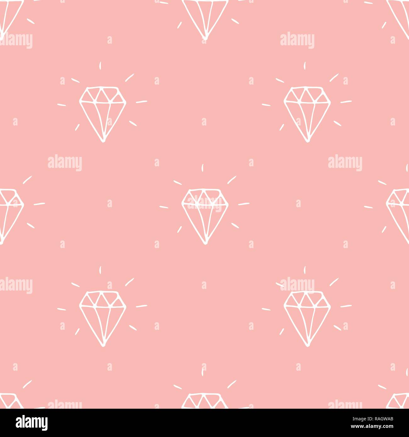 Diamond seamless pattern vector illustration. Hand drawn sketched