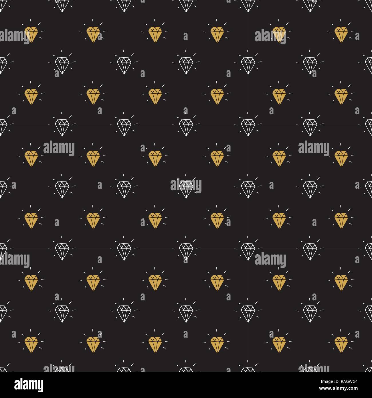 Diamond seamless pattern vector illustration. Hand drawn sketched