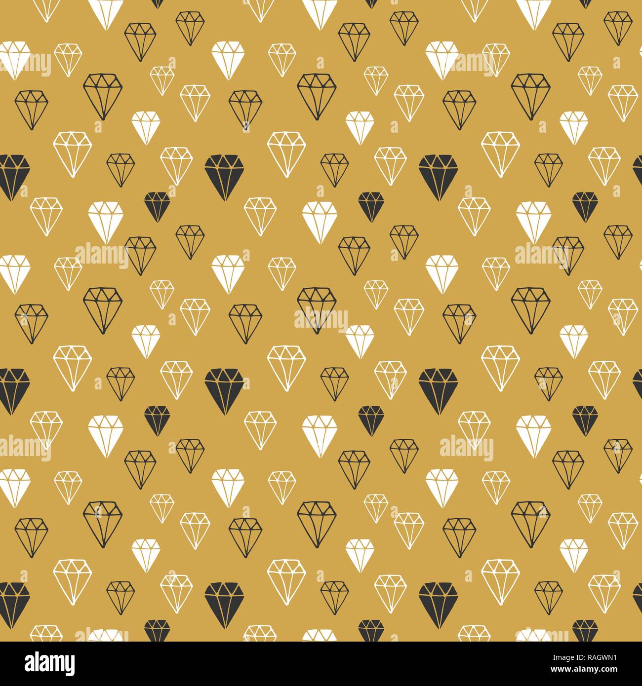Diamond seamless pattern vector illustration. Hand drawn sketched