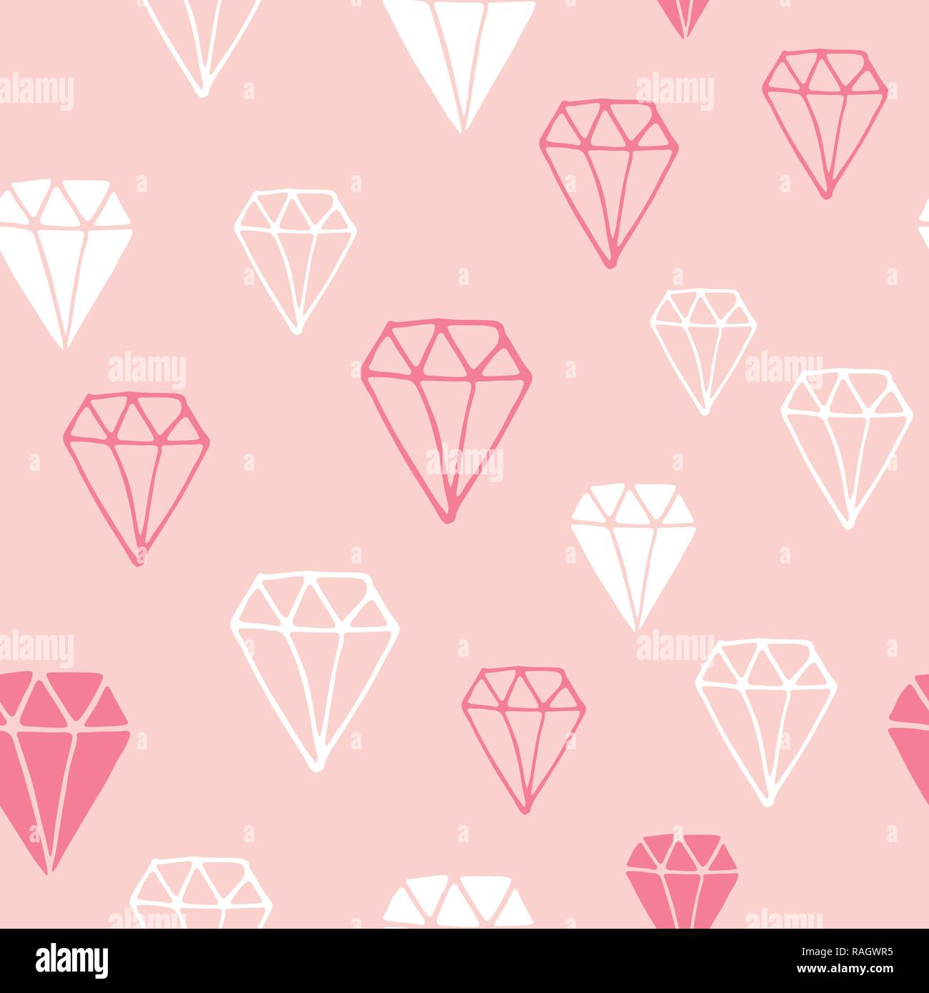 Diamond seamless pattern vector illustration. Hand drawn sketched