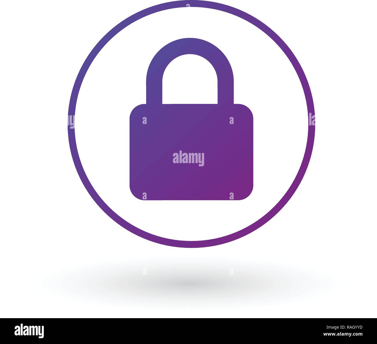 Purple gradient Simple lock icon in circle. vector illustration ...
