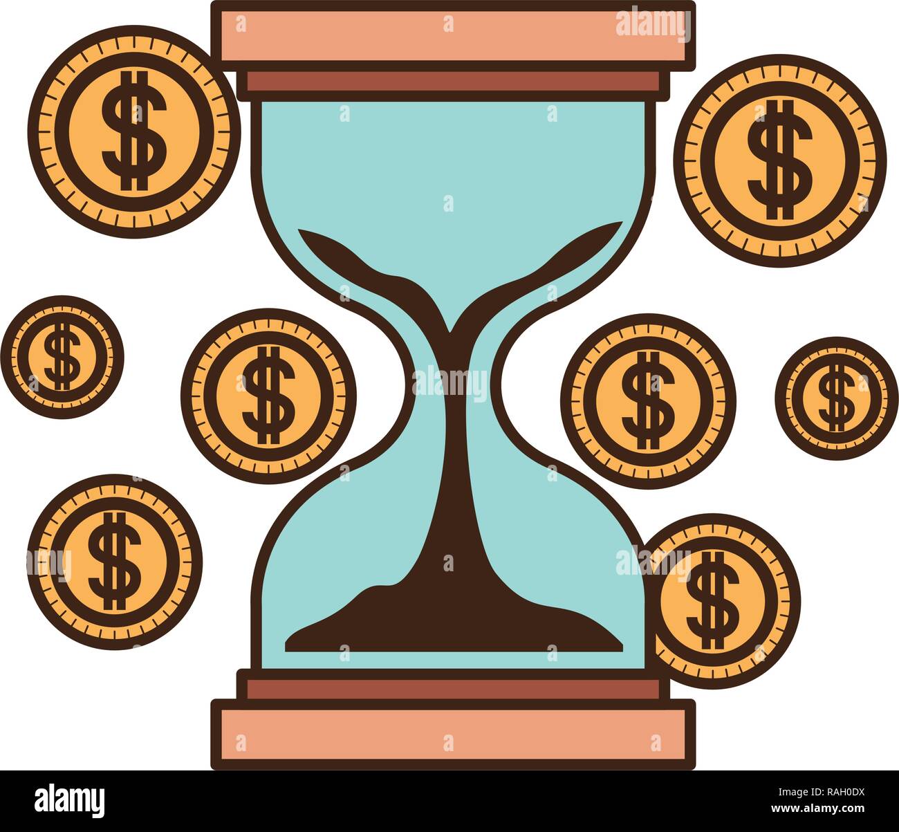 hourglass with coins isolated icon Stock Vector Image & Art - Alamy