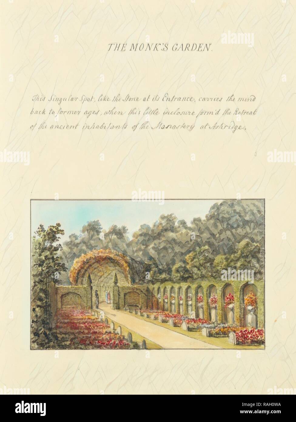 The monk's garden, Humphry Repton architecture and landscape designs, 1807-1813, Report concerning the gardens at reimagined Stock Photo