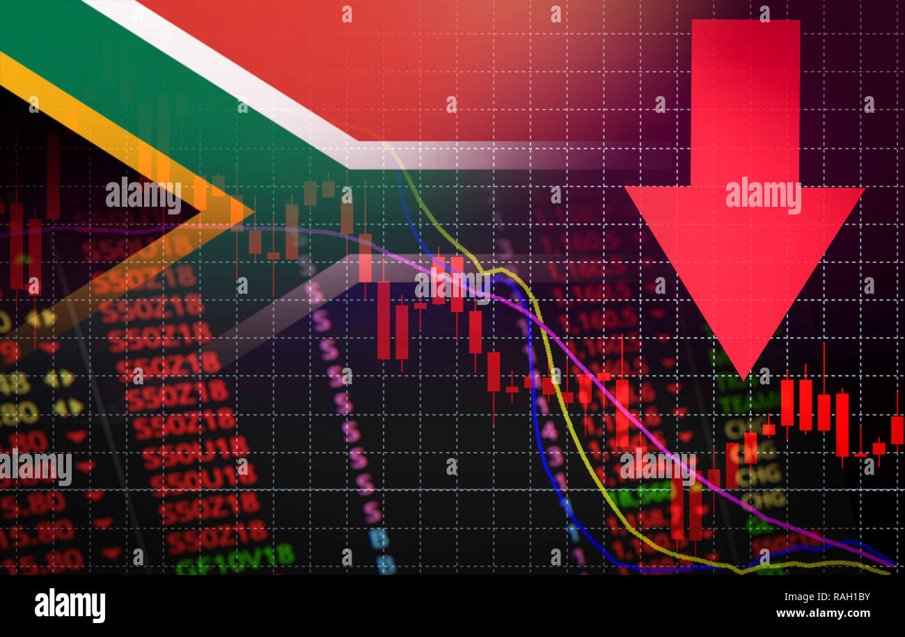 South Africa Stock Exchange Market Crisis Red Market Price Down - 