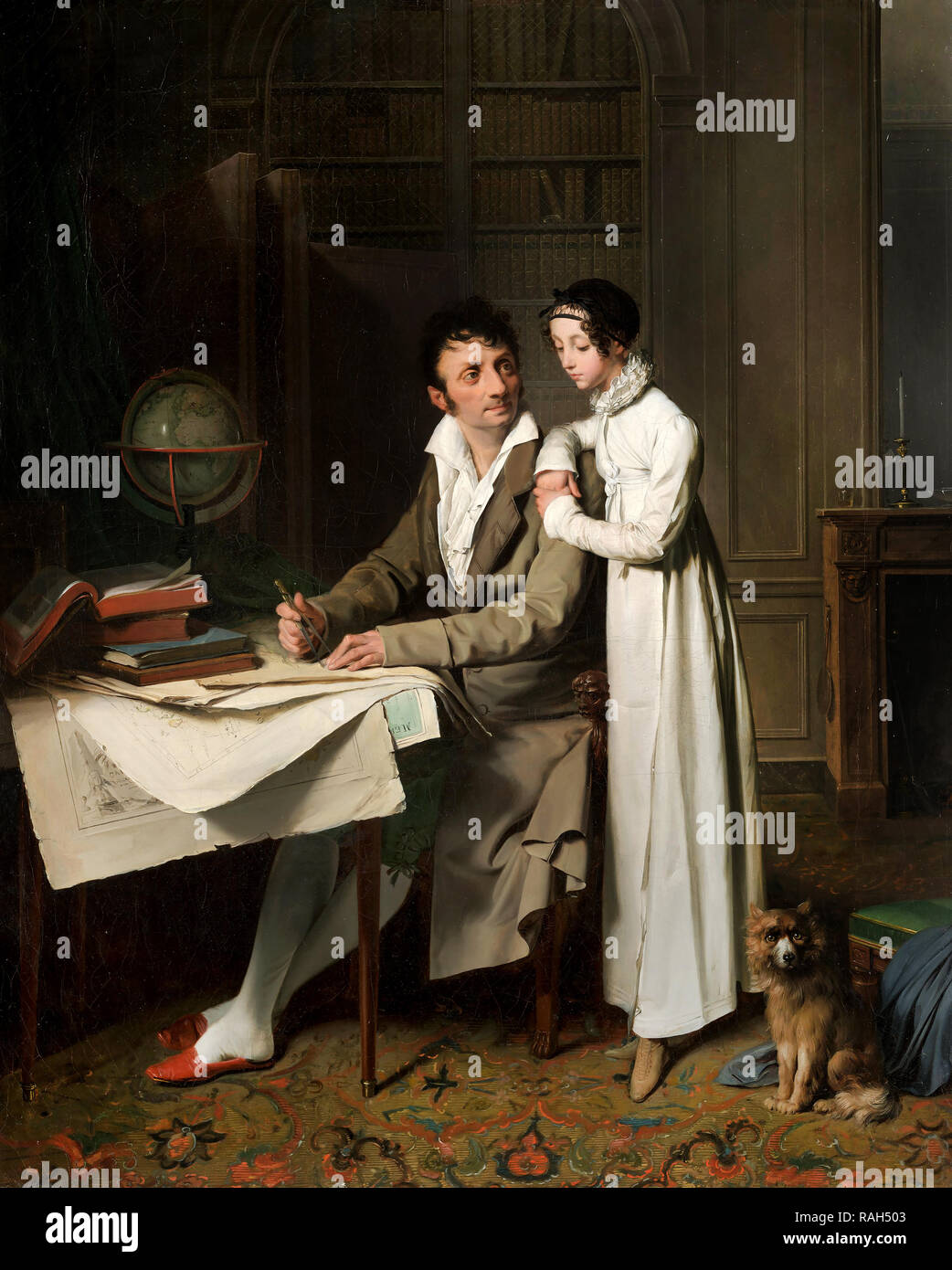 Louis Leopold Boilly, The Geography Lesson Portrait of Monsieur Gaudry and His Daughter, 1812 Oil on canvas, Kimbell Art Museum, Fort Worth, Texas, USA. Stock Photo