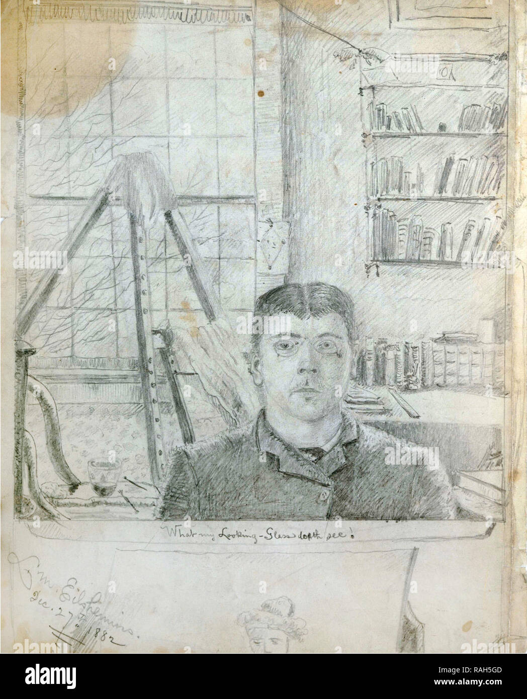 Louis Eilshemius, Self-Portrait 1882 Graphite pencil on wove paper, The Phillips Collection, Washington, D.C., USA. Stock Photo