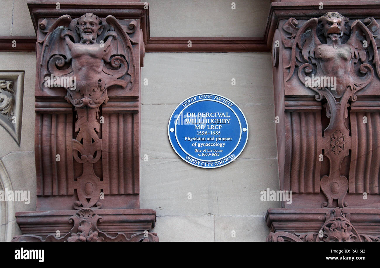 Blue plaque for Dr Percival Willoughby in Derby Stock Photo Alamy