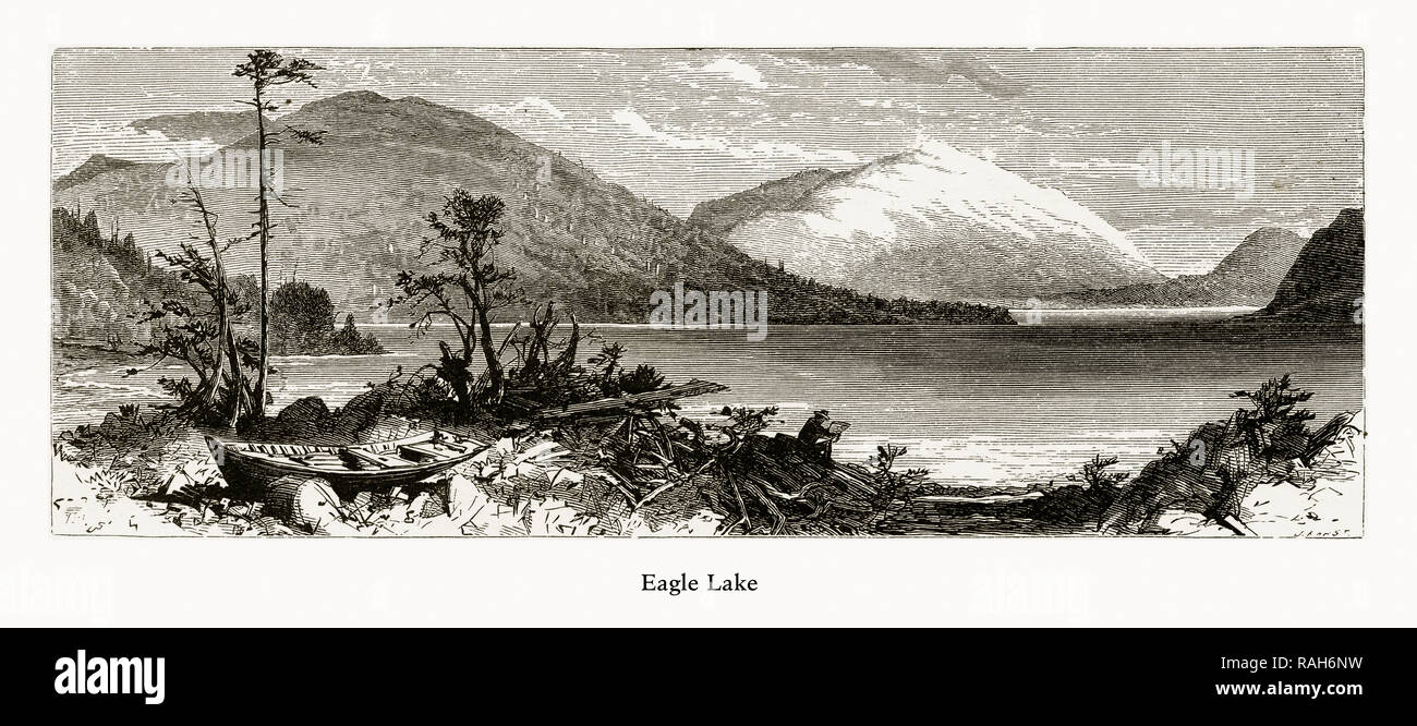 Eagle Lake, Maine, United States, American Victorian Engraving, 1872