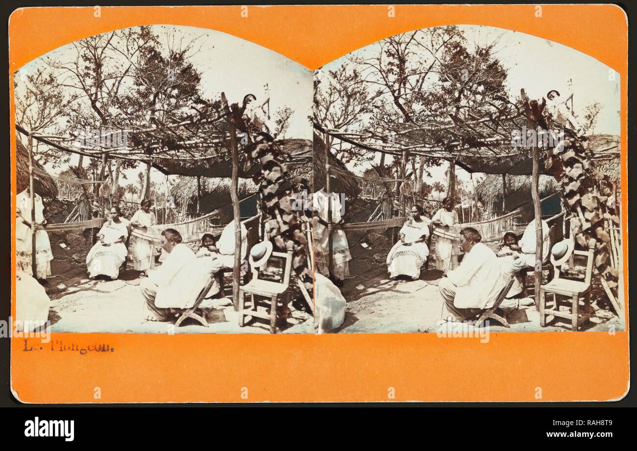 Weaving hammocks, Augustus and Alice Dixon Le Plongeon papers, 1763-1937, bulk 1860-1910, Le Plongeon, Augustus, 1826 reimagined Stock Photo