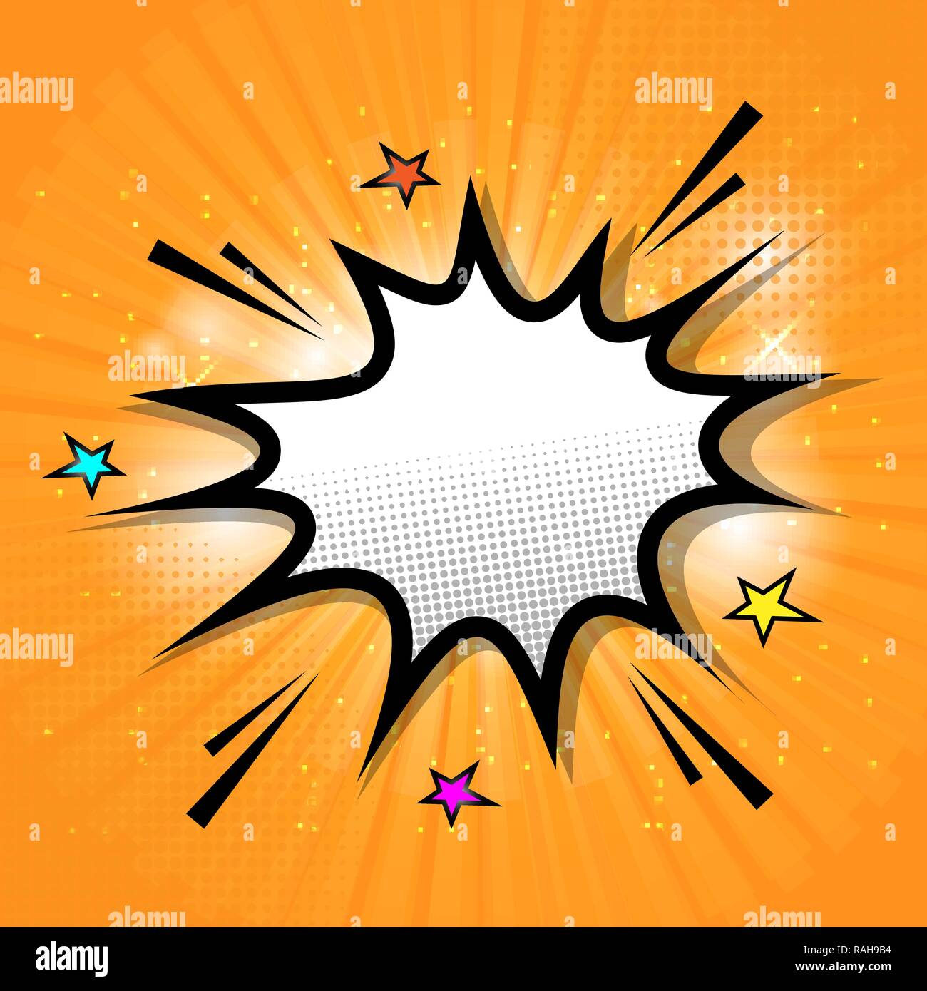 Comic speech bubble on orange background, stock vector Stock Vector