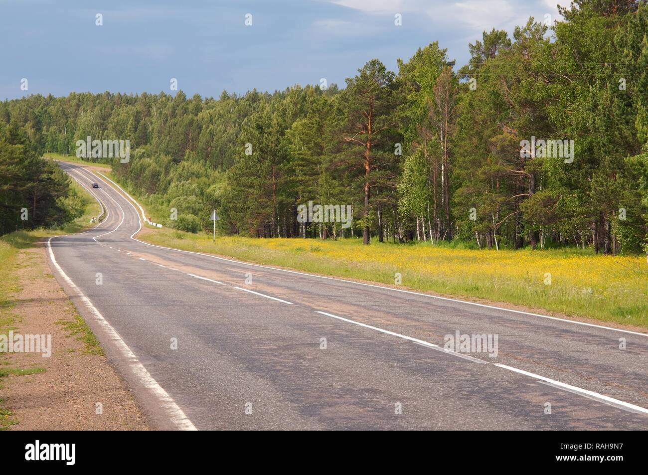 Road Irkutsk - Listvyanka, Irkutsk region, Siberia, Russian Federation, Eurasia Stock Photo